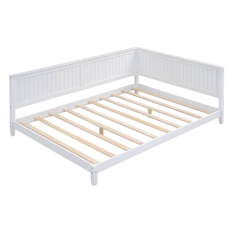 Modern White Wood Daybed/Sofa Bed - Twin/Full Size with Slats Support