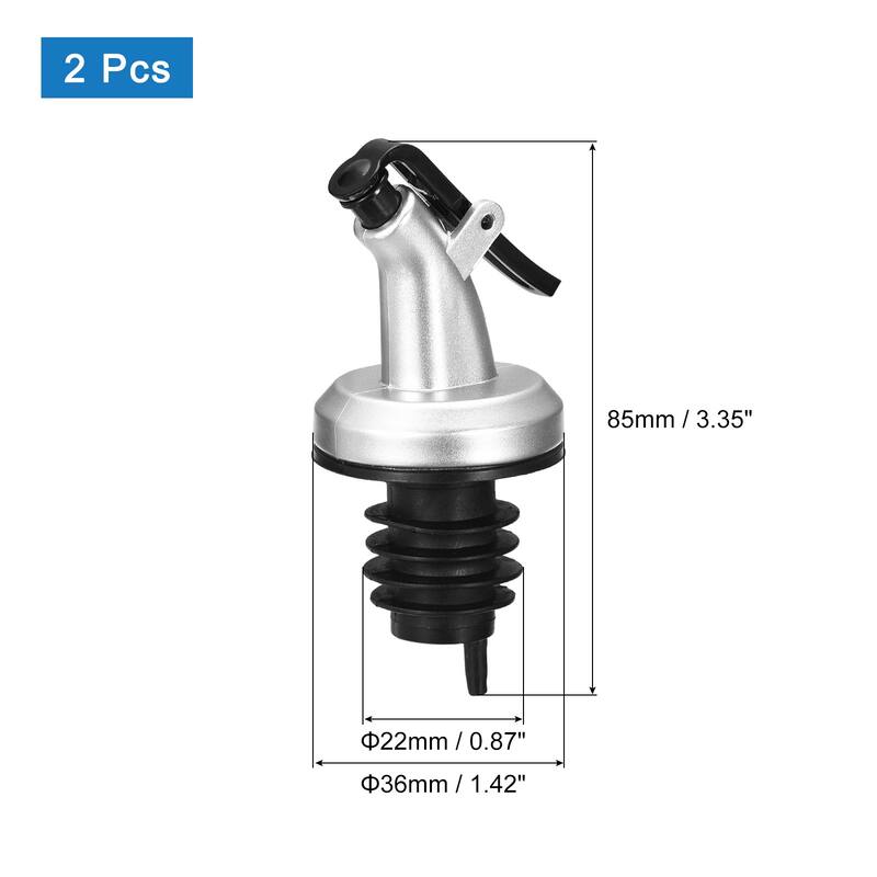 Olive Oil Spouts for Olive Oil, Vinegar, Wine Bottles - Silver Black - 2Pcs