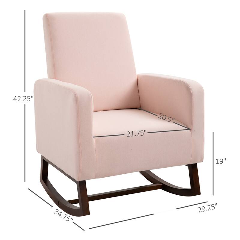 HOMCOM Fabric Rocking Chair with Curved Wood Base Padded Seat, 30.25'' W x 36.25'' D x 39.25'' H