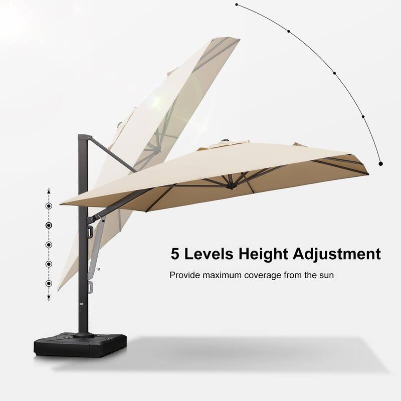 PURPLE LEAF Sturdy Heavy-duty Patio Cantilever Offset Umbrella 360-degree Rotation with Base