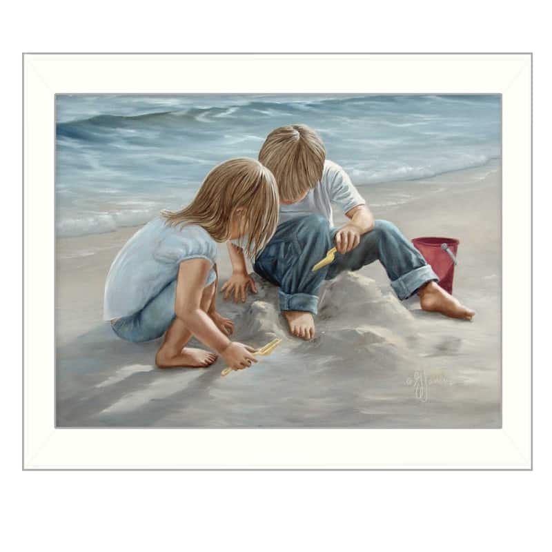 TrendyDecor4U "Sand Castle Builders" Framed Print Wall Art by Georgia Janisse