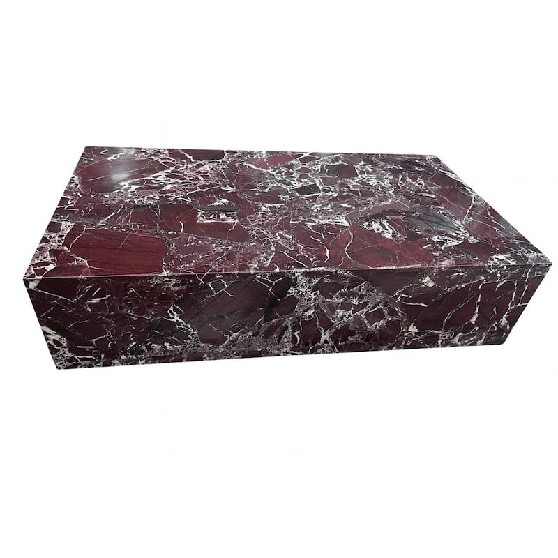 BETACH Genuine Marble Block Coffee Table - Rosso Levanto Marble - 54"