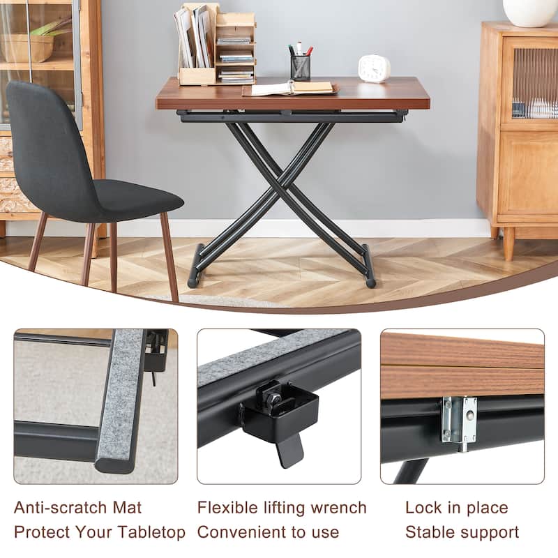 GDFStudio Tharion Wood Lift Table with Multifunctional Adjustable Design