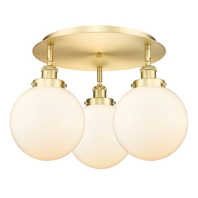 Innovations Lighting Canton - 3 Light 20" Flush Mount - Satin Gold/Matte White