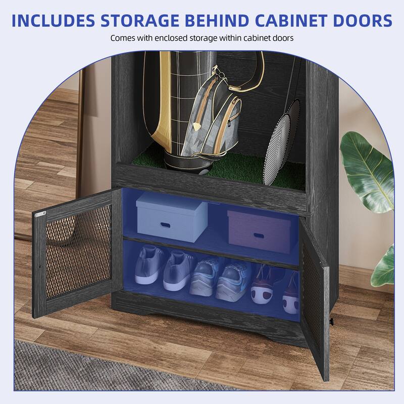 Moasis Golf Bag Organizer for Garage, Wooden Golf Bag Stand Holder with 2 Doors
