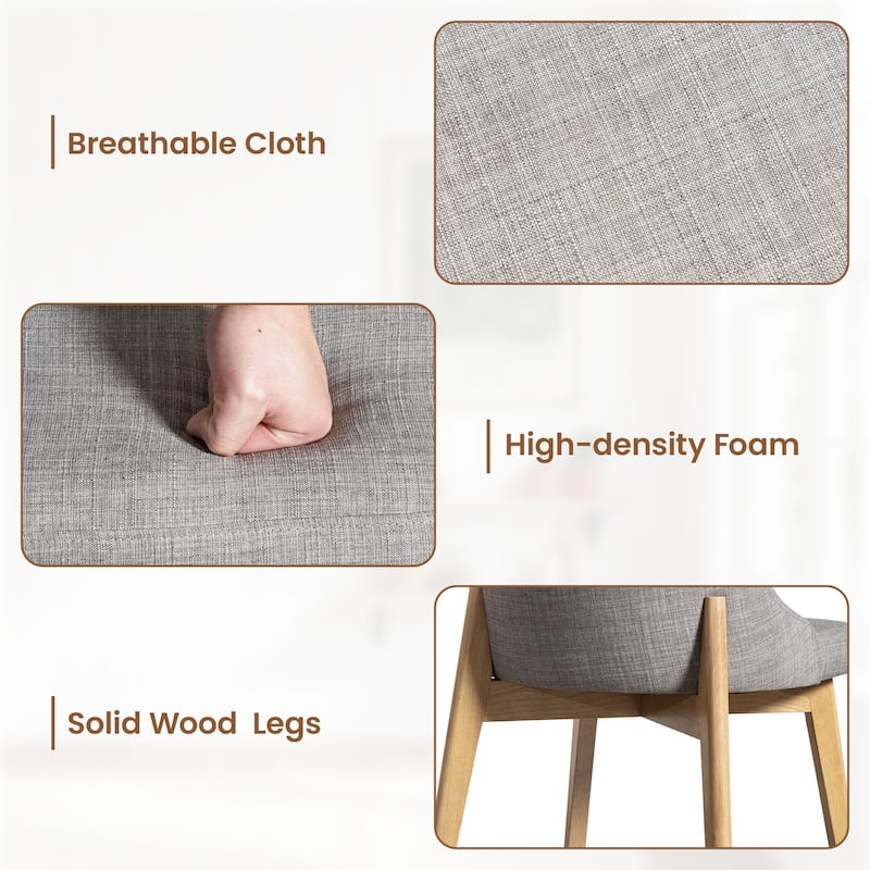 Upholstered Side Chair Dining Chairs Kitchen Chairs with Wood Legs Set of 2