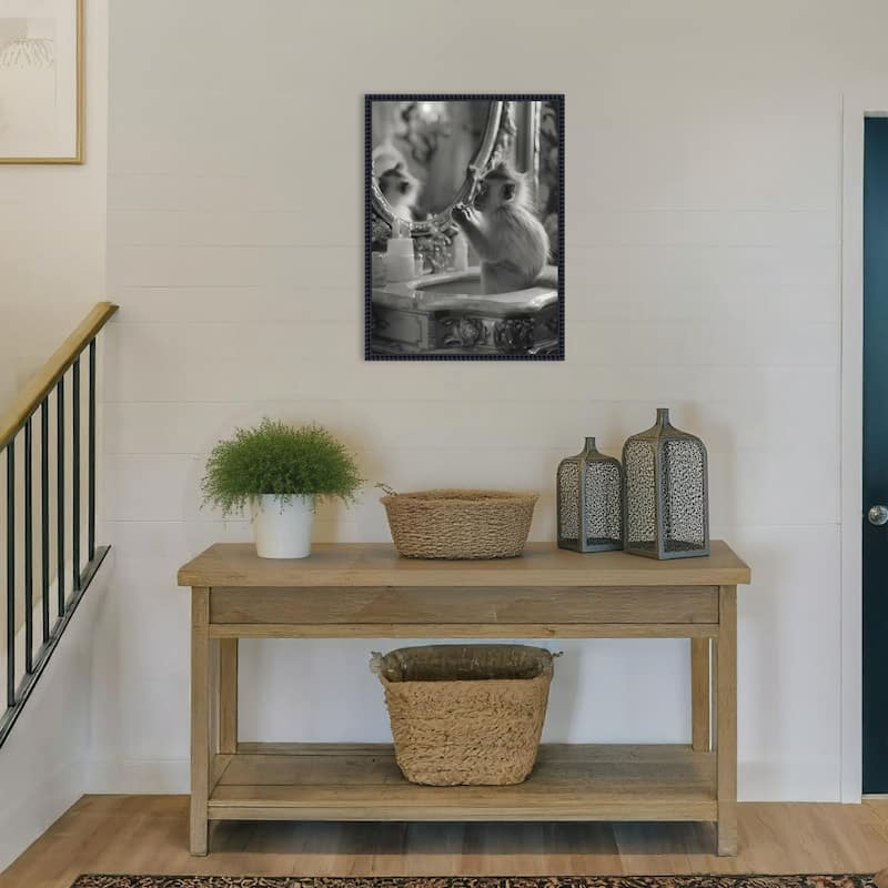 Monkey Bathroom Bussiness by Niky Rahner Framed Canvas Wall Art