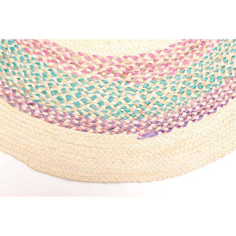 ECARPETGALLERY Braided Weave Palas Denizli Cream Jute Rug - 3'3 x 3'3