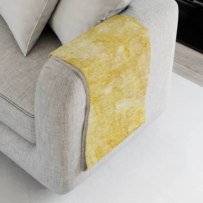 Premium Machine Washable Abstract Contemporary Sherpa Throw Blanket - Gold - 4'2" x 5'10"