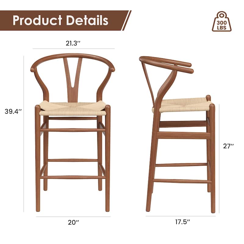 Weave Counter Height Bar Stools, Fully Assembled Rattan Bar Chairs for Kitchen Island,1pc