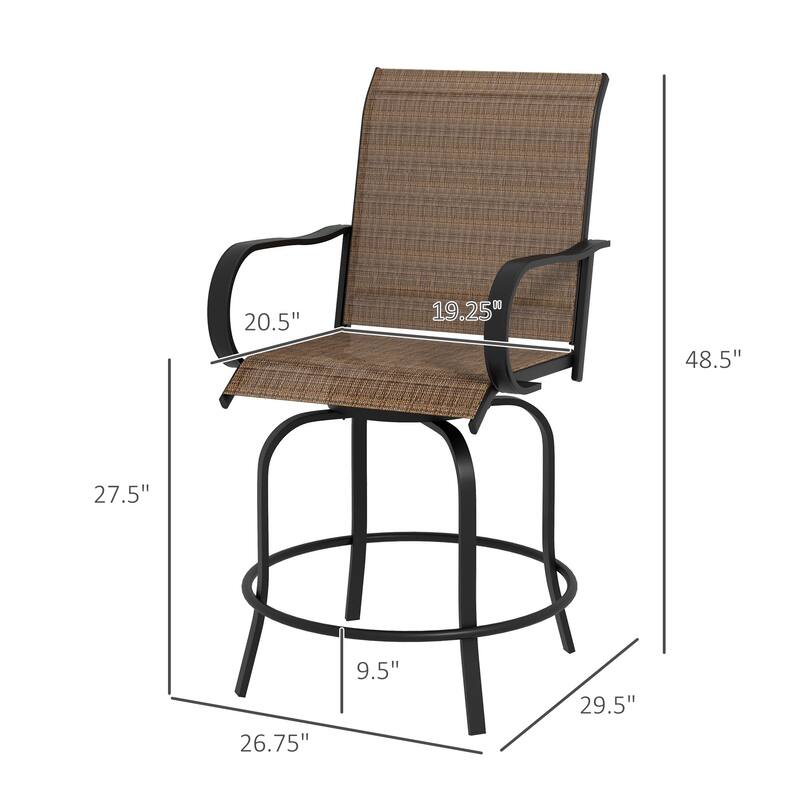 Outdoor 360 Swivel Bar Stools with Armrests, Mesh Fabric (Set of 2)