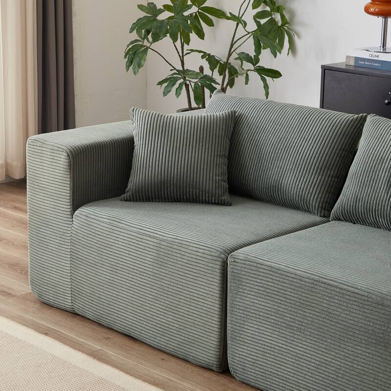 Corduroy Modular Sectional Sleeper Sofa L Shaped Recliner Couches Upholstered Daybed 4pc Lounge Sofa for Living Room Chaise