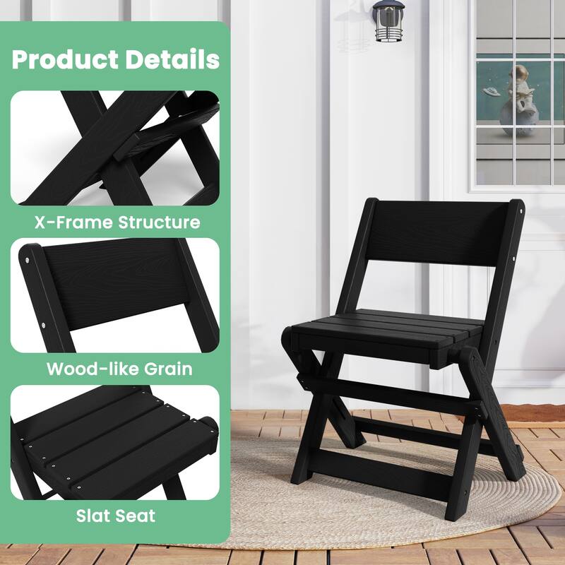 3-Piece Outdoor HDPE Bistro Set, Waterproof, Weather-Resistant & Foldable