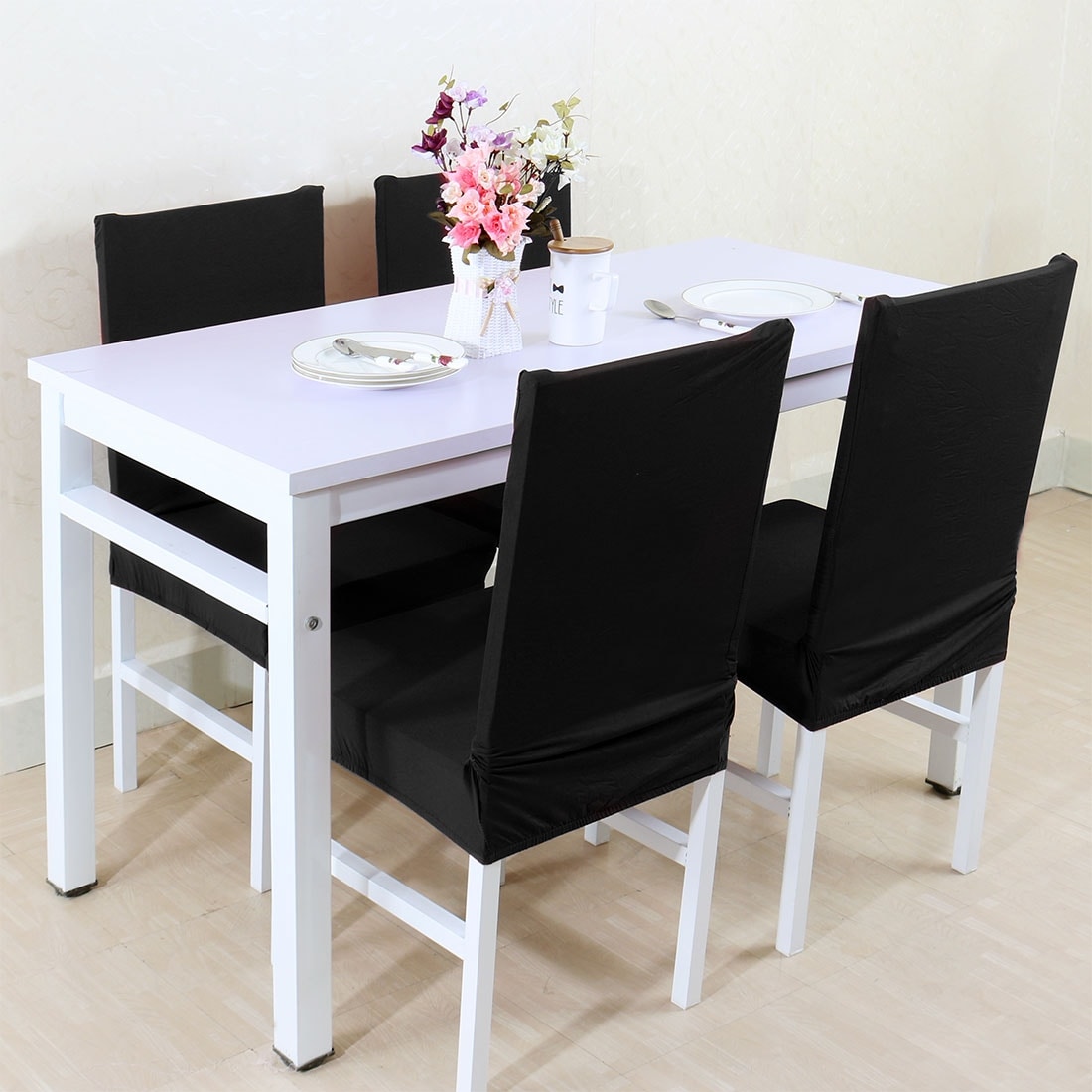 Shop Unique Bargains Black Spandex Removable Short Dining Chair