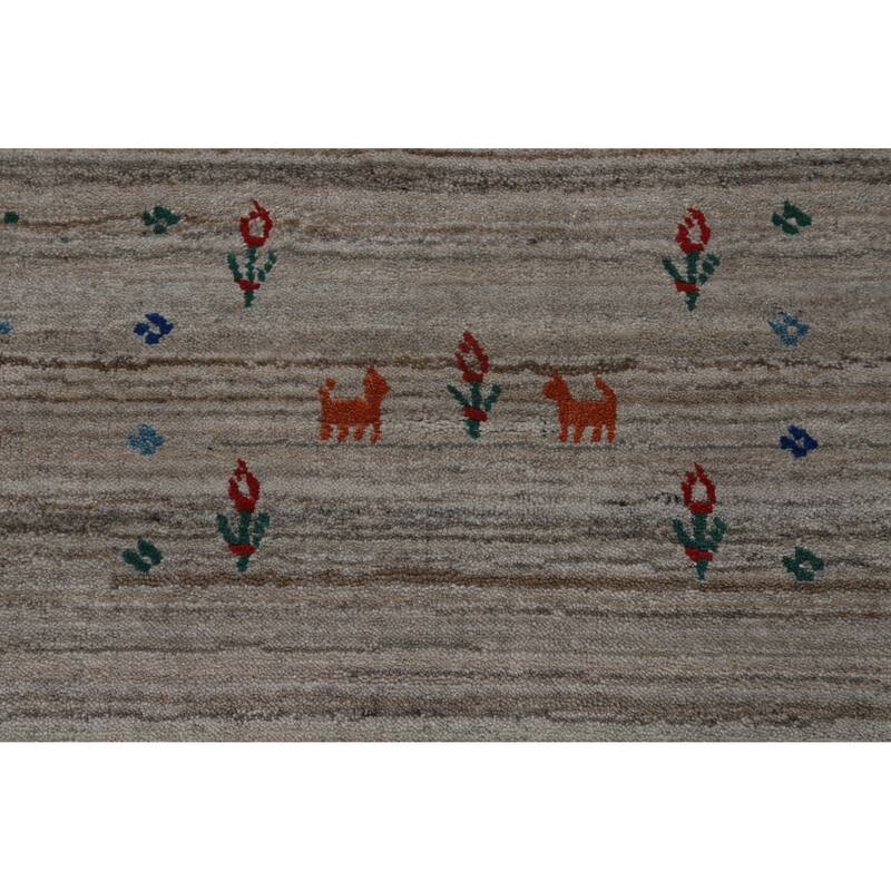 Hand Knotted Oriental 100% Wool Carpet Tribal Tribal Greys & Charcoal Gabbeh Area Rug - 10' 0'' X 8' 3''