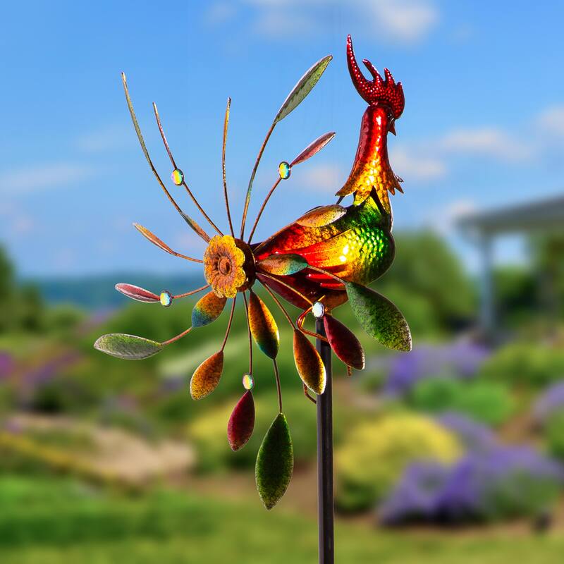 63" Metal Wind Spinner, Spinning Rooster