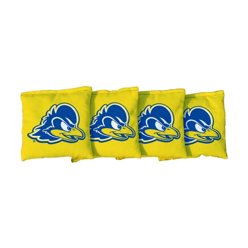 Delaware Blue Hens Yellow Cornhole Bags - Corn Filled