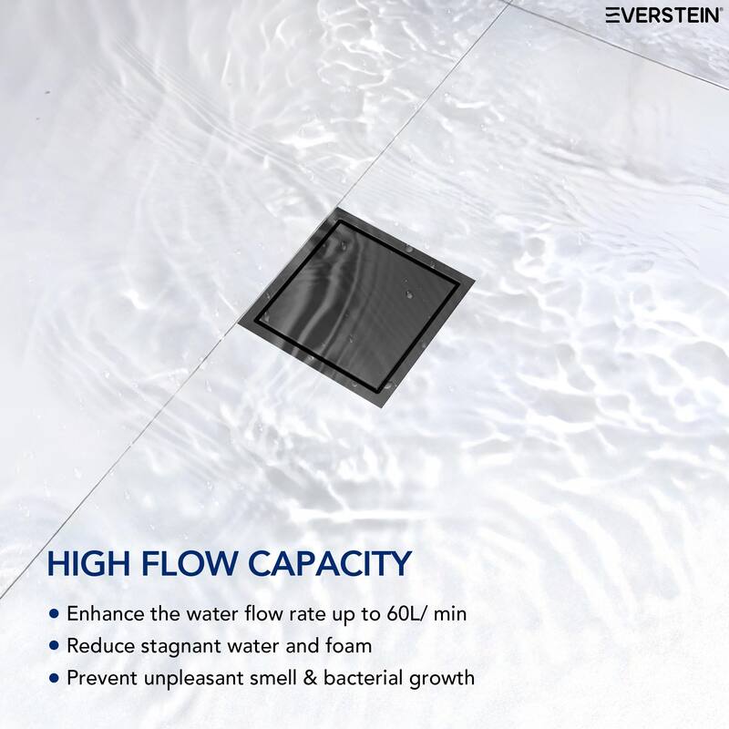 6"x6" Stainless Steel Square Shower Drain With Drain Cover