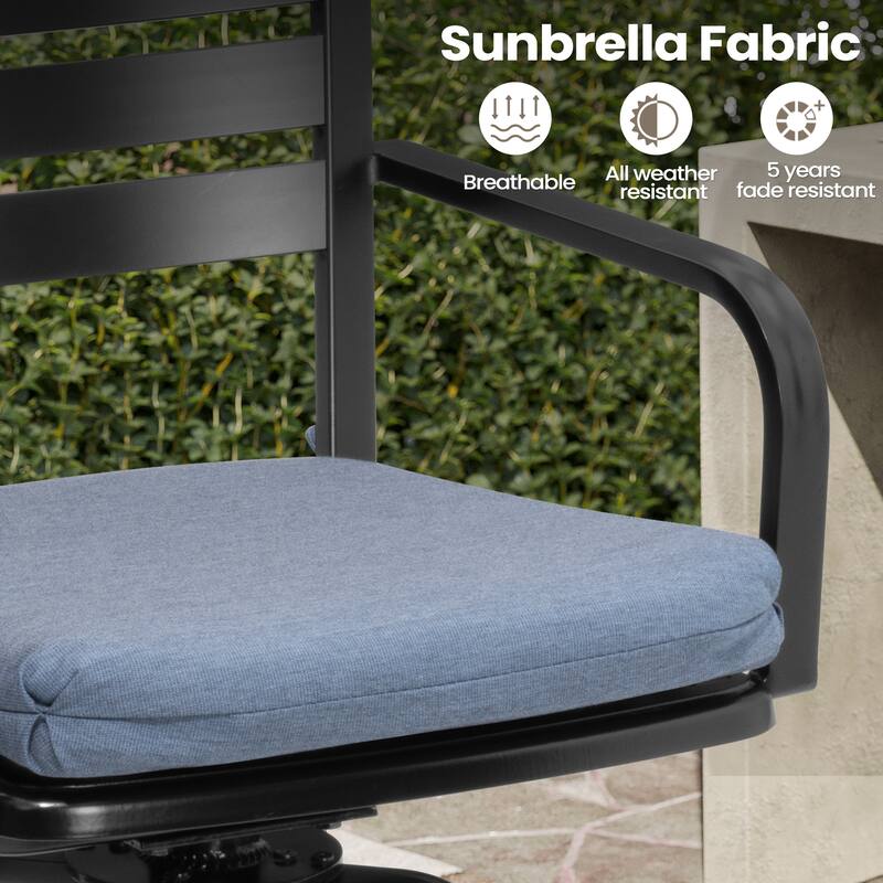 Outdoor Patio Swivel Aluminum Bar Stools Dining Chairs with Sunbrella Cushion