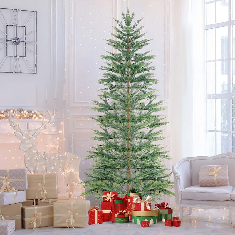Costway 6.5 FT/7.5FT Pre-Lit Christmas Tree Hinged with 470/612 PE