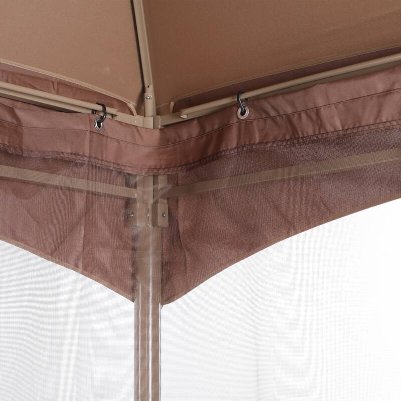 10ft x 10ft Pop Up Double-vented Gazebo with Mosquito Mesh Netting Walls
