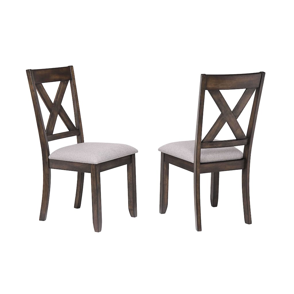 Brown Wood Dining Upholstered Side Chairs (Set of 2)