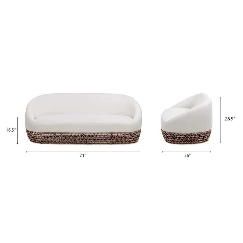 Willow 71" Wicker Woven Outdoor Patio 3-Seater Sofa - 71"W X 36"D X 28.5"H