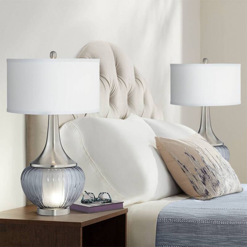Metal and Glass Night Light Table Lamps Set of 2 - 28" x 16"