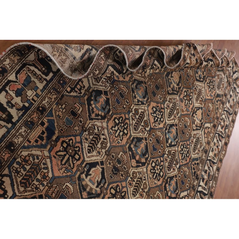 Garden Design Brown Bakhtiari Persian Vintage Rug Handmade Wool Carpet - 6'7"x 9'7"