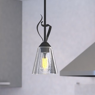 Cinta Bronze Mini Pendant Ceiling Light Clear Glass - 5.75-in W x 17.75-in H x 5.75-in D