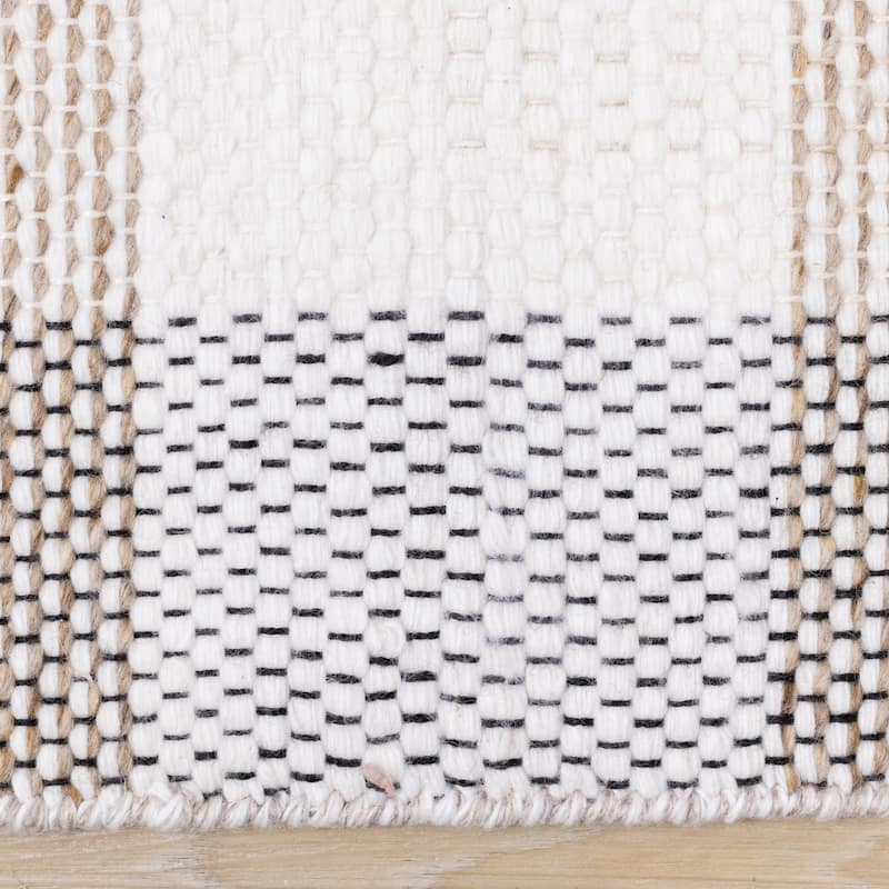 Beige Plaid Farmhouse Recycled Area Rug