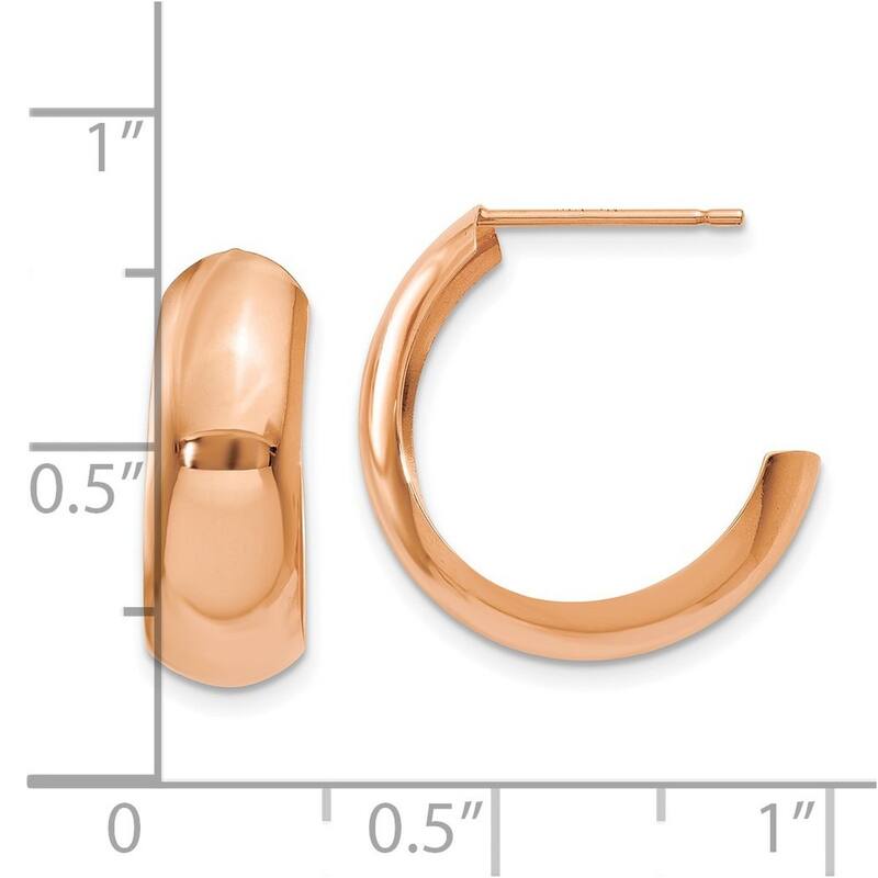 Curata 10k Rose Gold Polished 19x6mm J Hoop Earrings
