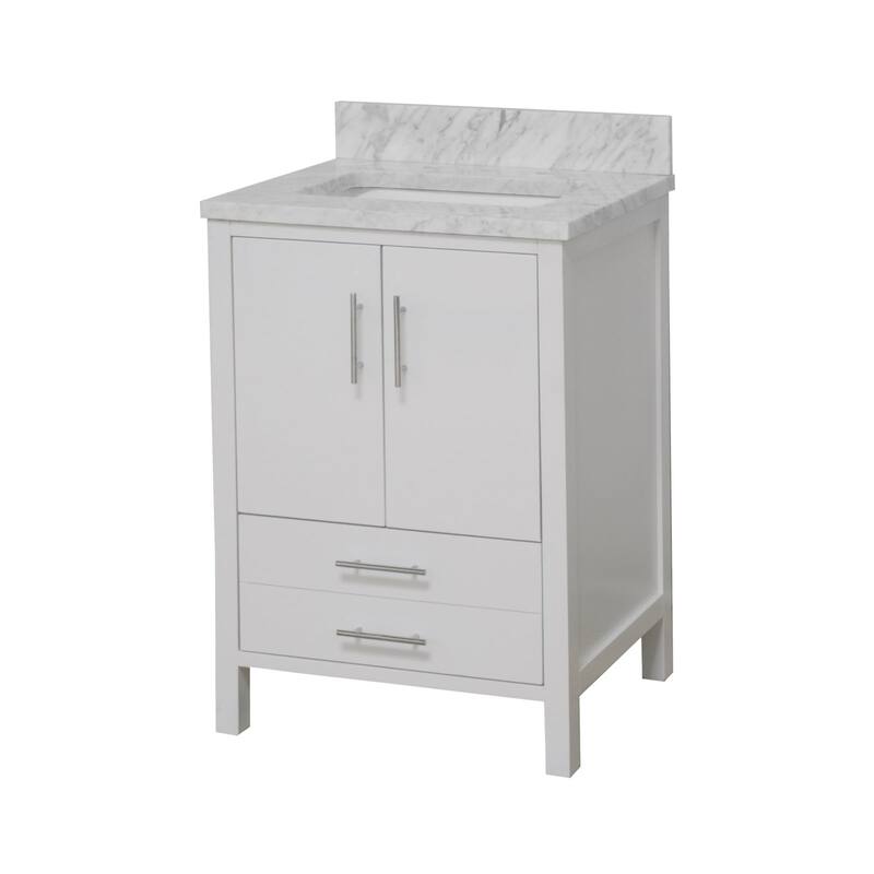 KitchenBathCollection California 24" Bathroom Vanity with Carrara Marble Top