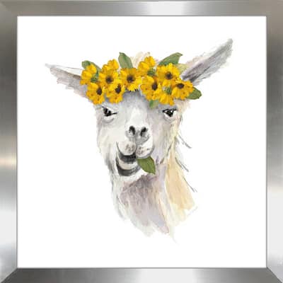 "Floral Llama I (Square)" Print on Acrylic