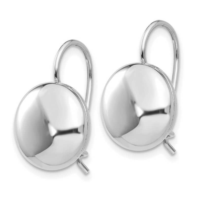 Curata 14k White Gold Polished Button Kidney Wire Earrings - 12x12mm