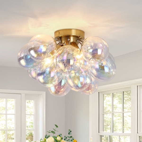 Starsky 3-Light 17in. Contemporary Glass Bubble Semi Flush Mount - On Sale  - Bed Bath & Beyond - 40759357