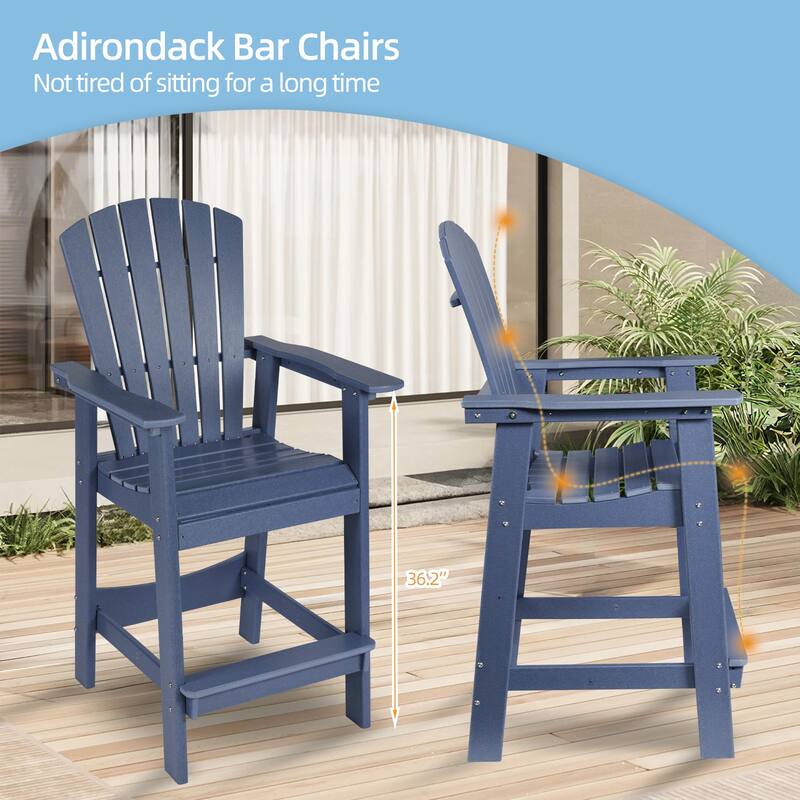 Aoodor Tall Adirondack Chairs Set of 2 with Connecting Tray