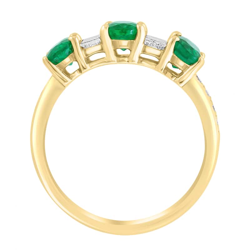 EFFY 14K Gold Diamond Natural Emerald Ring