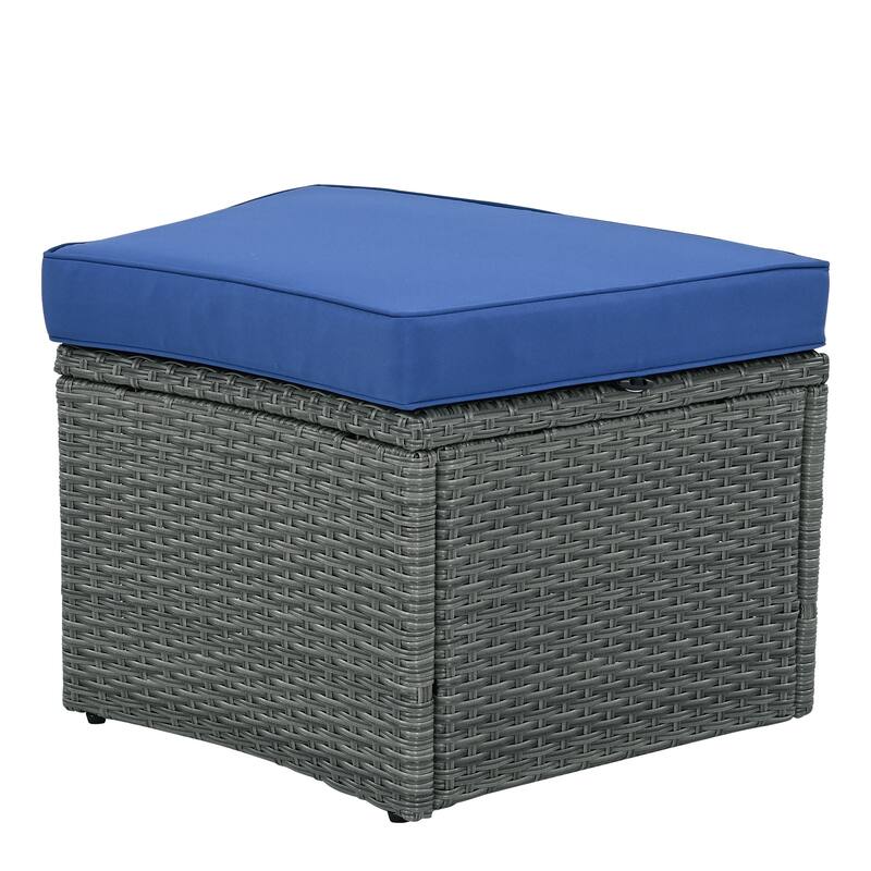 Roomfitters 10-Piece Outdoor Half Round Patio Rattan Sofa Set, PE Wicker Furniture Set for Free Combination