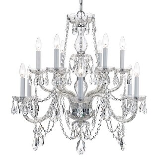 Traditional Crystal 12 Light Chrome Chandelier - 31'' W x 26'' H
