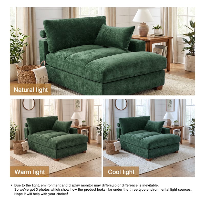 42"W Chenille Upholstered Chaise Lounge