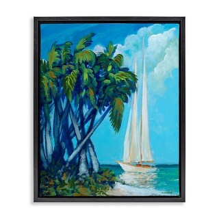 Stupell Sailboat & Twisted Palms Framed Floater Canvas Wall Art Design ...