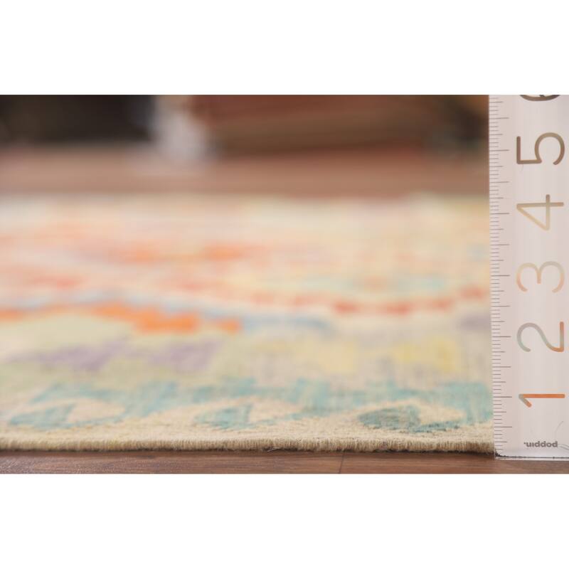 Hand Woven Oriental 100% Wool Carpet Southwestern Geometric Multi-Colored Kilim Area Rug - 6' 9'' X 4' 10''