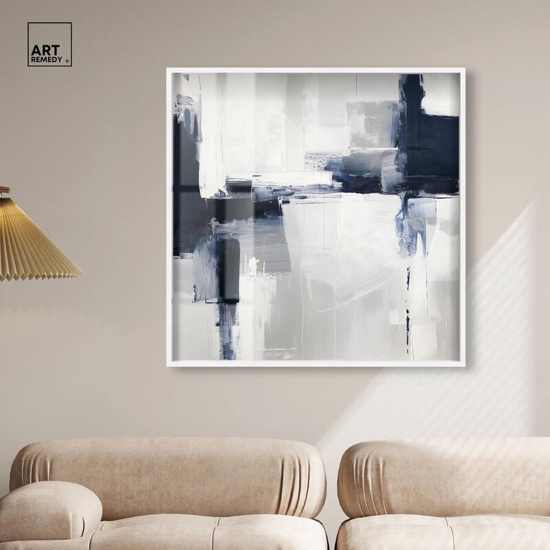 Blue Cascades on Still White Shadowbox by Art Remedy
