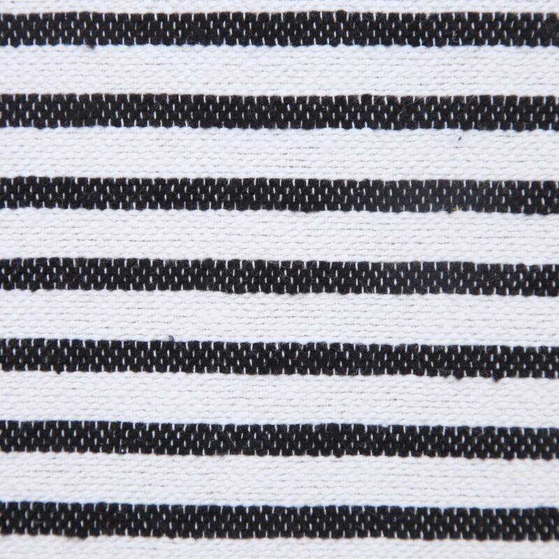 Handwoven Striped Square Throw Pillow with Tassels - 20" - Black and White