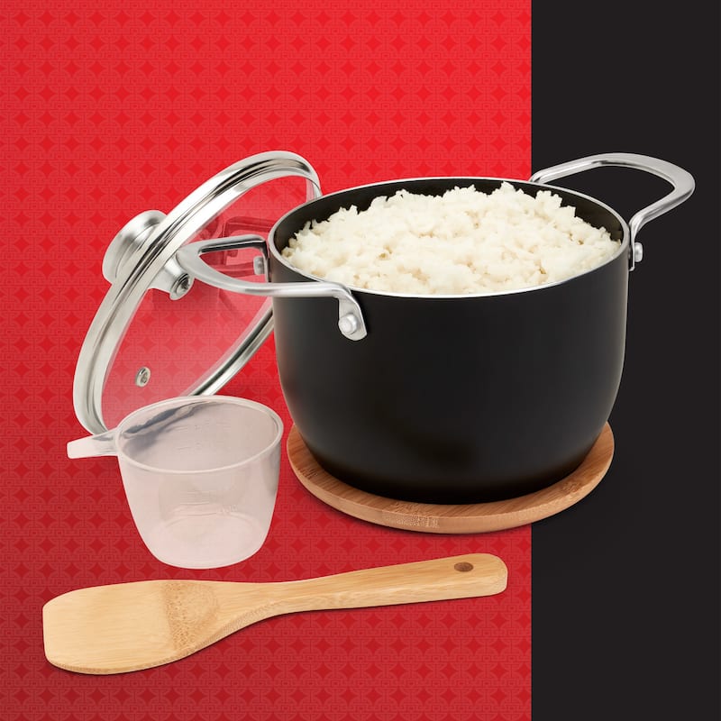 Infuse 5pc Non-Stick Aluminum Rice Cooker Set - Black