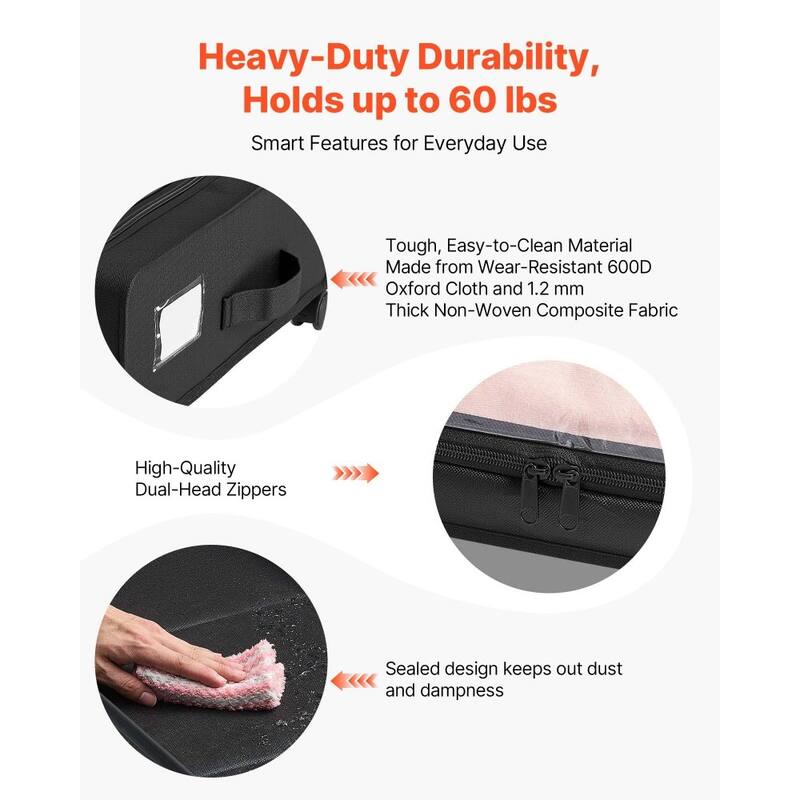 2 Pack Under Bed Storage Fabric Rolling Container with Casters and Clear Top Side Label Slots - 30.3 x 18.5 x 6.8 inch
