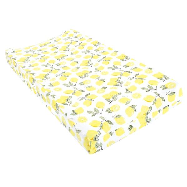slide 1 of 1, Hudson Baby Infant Girl Changing Pad Cover, Lemon, One Size - Lemon Cotton - Lemon