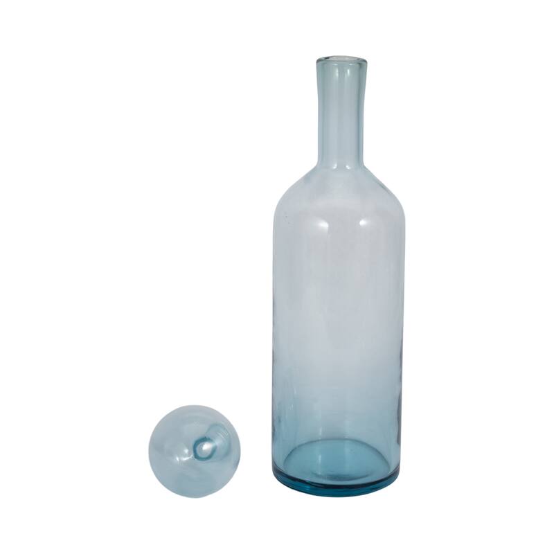 Sagebrook Home Glass Bottle With Stopper, Light Blue