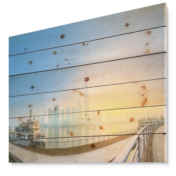 【70％OFF】 Designart 'Shanghais Night with Lights' Cityscape Print on アート・デザイン・音楽